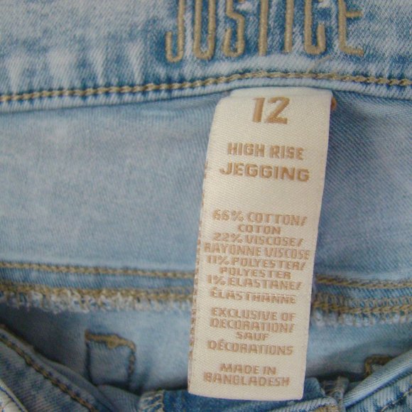 Justice High Rise Jeggings size 12 Jeans Button Fly Distressed - Picture 6 of 9